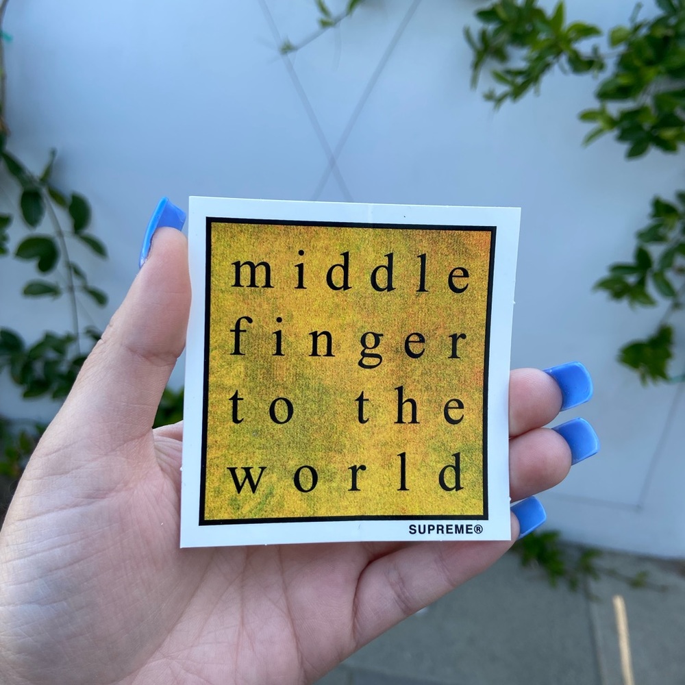 Brand New Supreme “Middle Finger to the World” Sticker